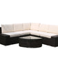 6-piece Patio PE Rattan Wicker Sofa Sectional-Brown/Beige