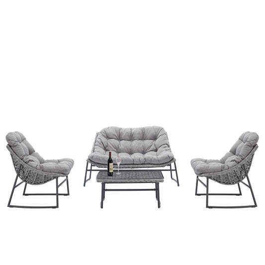 4-piece Rattan Sofa Set-Grey